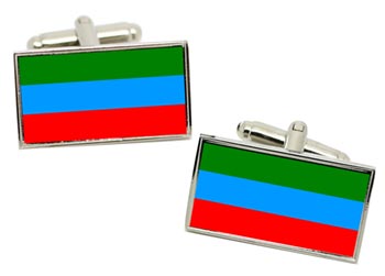 Dagestan (Russia) Flag Cufflinks in Chrome Box