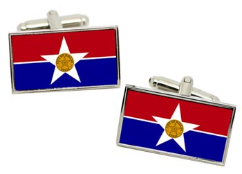 Dallas TX (USA) Flag Cufflinks in Chrome Box