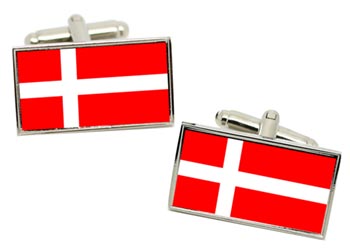 Denmark Flag Cufflinks in Chrome Box