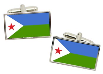 Djibouti Flag Cufflinks in Chrome Box