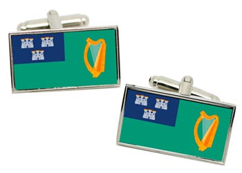 Dublin (Ireland) Flag Cufflinks in Chrome Box