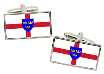 East Anglia (England) Flag Cufflinks in Chrome Box