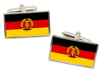 East Germany Flag Cufflinks in Chrome Box