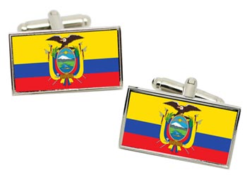 Ecuador Flag Cufflinks in Chrome Box
