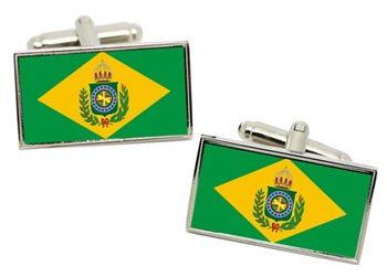 Empire of Brazil Flag Cufflinks in Chrome Box