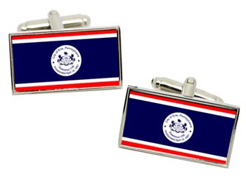 Erie PA (USA) Flag Cufflinks in Chrome Box