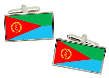 Eritrea Flag Cufflinks in Chrome Box