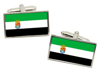 Extremadura (Spain) Flag Cufflinks in Chrome Box