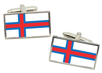 Faroe Islands Flag Cufflinks in Chrome Box