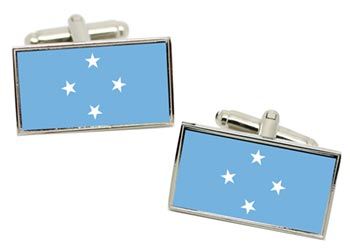 Federated States of Micronesia Flag Cufflinks in Chrome Box