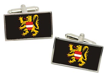 Flemish Brabant, Vlaams-Brabant (Belgium) Flag Cufflinks in Chrome Box