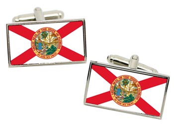 Florida USA Flag Cufflinks in Chrome Box