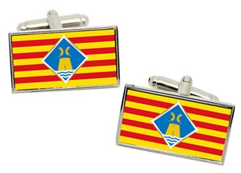 Formentera (Spain) Flag Cufflinks in Chrome Box