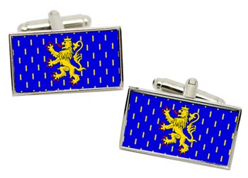 Franche-Comté (France) Flag Cufflinks in Chrome Box