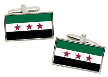 Free Syria Flag Cufflinks in Chrome Box