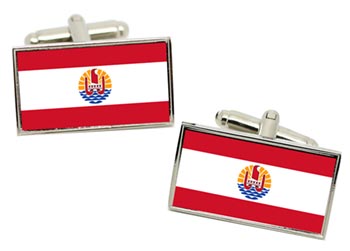 French Polynesia Flag Cufflinks in Chrome Box