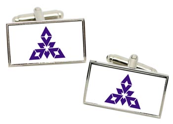 Fukuoka (Japan) Flag Cufflinks in Chrome Box