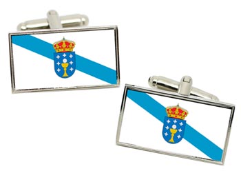 Galicia (Spain) Flag Cufflinks in Chrome Box