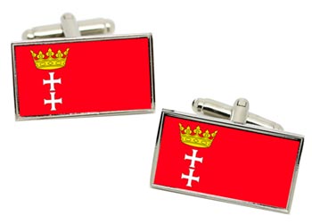Gdańsk (Poland) Flag Cufflinks in Chrome Box