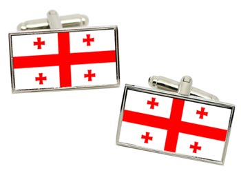 Georgia Flag Cufflinks in Chrome Box