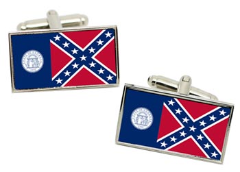 Georgia 1956-2001 USA Flag Cufflinks in Chrome Box
