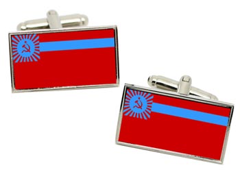 Georgian Soviet Flag Cufflinks in Chrome Box