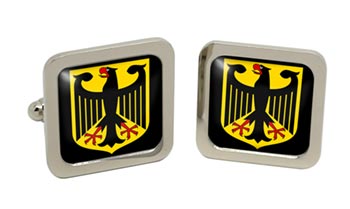 German Crest Square Cufflinks in Chrome Box