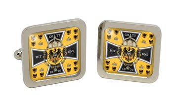German Imperial Crest Square Cufflinks in Chrome Box