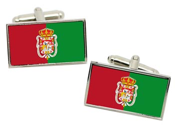 Granada City (Spain) Flag Cufflinks in Chrome Box