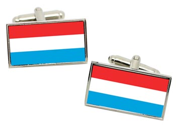 Grand Duchy of Luxembourg Flag Cufflinks in Chrome Box