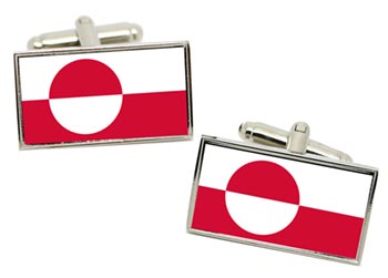 Greenland Flag Cufflinks in Chrome Box