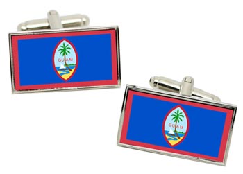 Guam Flag Cufflinks in Chrome Box