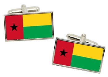 Guinea-Bissau Flag Cufflinks in Chrome Box