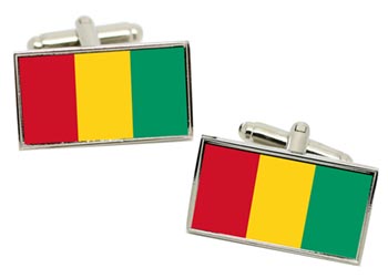 Guinea Flag Cufflinks in Chrome Box