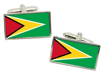 Guyana Flag Cufflinks in Chrome Box