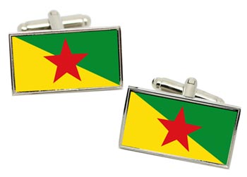 Guyane (French Guiana) Flag Cufflinks in Chrome Box