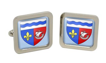 Hauts-de-Seine (France) Square Cufflinks in Chrome Box