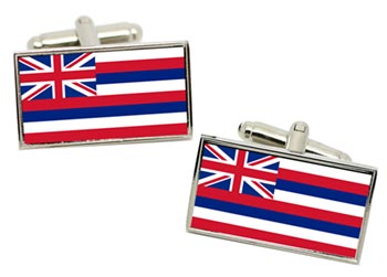 Hawaii USA Flag Cufflinks in Chrome Box