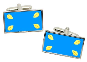 Hilversum (Netherlands) Flag Cufflinks in Chrome Box