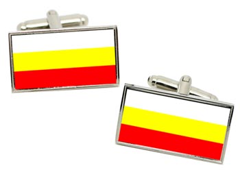 Hradec Králové (Czech) Flag Cufflinks in Chrome Box