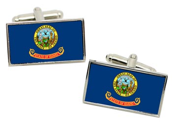 Idaho USA Flag Cufflinks in Chrome Box