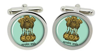 India Crest Cufflinks in Chrome Box