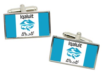 Iqaluit (Canada) Flag Cufflinks in Chrome Box