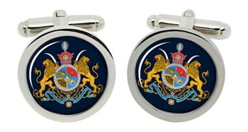 Iran Imperial Coat of Arms Cufflinks in Chrome Box