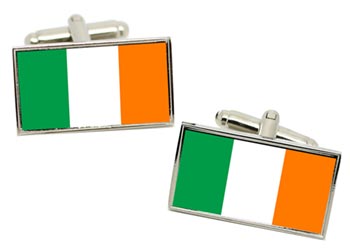 Ireland Flag Cufflinks in Chrome Box