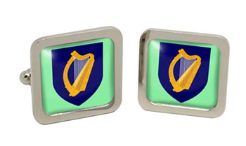Irish Crest Square Cufflinks in Chrome Box