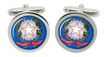 Italy Crest Cufflinks in Chrome Box