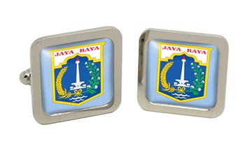 Jakarta (Indonesia) Square Cufflinks in Chrome Box