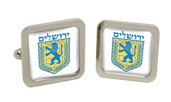 Jerusalem (Israel) Square Cufflinks in Chrome Box