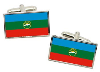 Karachay-Cherkessia (Russia) Flag Cufflinks in Chrome Box